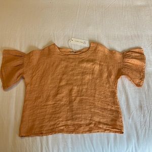 100% Linen Made in Italy Orange Top